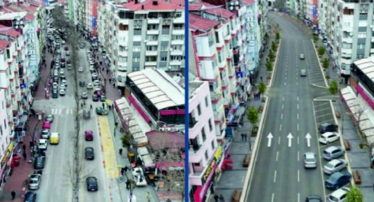 Çalışma boyunca trafik tek şeritten